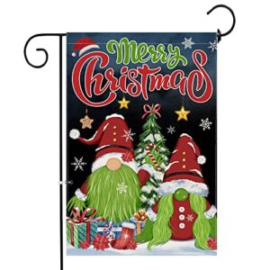 Christmas Garden Flag, Merry Christmas Gnomes Burlap Yard Flags 12x18 Double Sided, Red Truck with Xmas Tree Snowman Winter Welcome Holiday Vertical Lawn Signs for Home Outdoor Decorations Gifts…