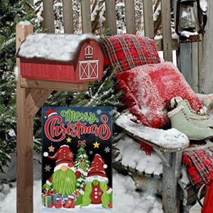 Christmas Garden Flag, Merry Christmas Gnomes Burlap Yard Flags 12x18 Double Sided, Red Truck with Xmas Tree Snowman Winter Welcome Holiday Vertical Lawn Signs for Home Outdoor Decorations Gifts…