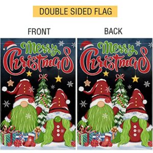 Christmas Garden Flag, Merry Christmas Gnomes Burlap Yard Flags 12x18 Double Sided, Red Truck with Xmas Tree Snowman Winter Welcome Holiday Vertical Lawn Signs for Home Outdoor Decorations Gifts…