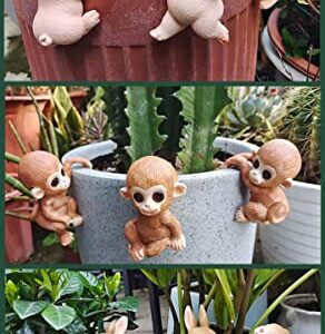 Ebrima Set of 3 Cute Animal Figurines Planter Pot Hanger Decorations, Resin Hanging Climbing Pig/Rabbit/Frog Sculpture Outdoor Statues Ornaments for Flower Pot Garden Decor (3 Pigs)