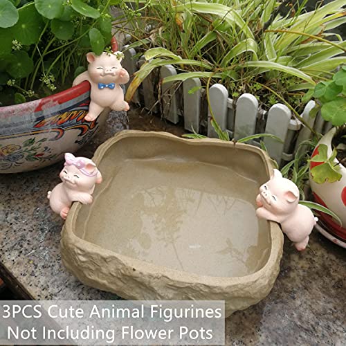 Ebrima Set of 3 Cute Animal Figurines Planter Pot Hanger Decorations, Resin Hanging Climbing Pig/Rabbit/Frog Sculpture Outdoor Statues Ornaments for Flower Pot Garden Decor (3 Pigs)