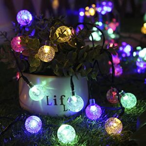 Solar String Lights Outdoor 60LEDs 36Ft Multi-Colored Waterproof Crystal Globe Fairy Lights 8 Lighting Modes Balls Solar Powered Light for Garden Patio Yard Home Party Wedding Christmas Decoration