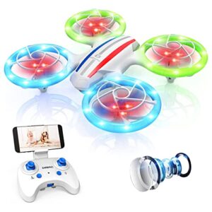 d23 deerc drones for kids beginners, led rc mini drone with altitude hold, headless mode, quadcopter with 720p hd fpv wifi camera, propeller full protect, easy to use kids gifts toys for boys, girls
