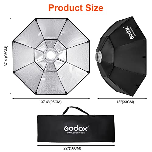 Godox Octagon Softbox 37 inch/95cm Photography Light Diffuser and Modifier with Bowens Speedring Mount for Monolight Photo Studio Strobe Lighting