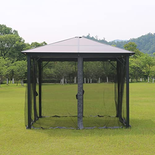 Sunshine Outdoor Gazebo Replacement Mosquito Netting Screen 4-Panels, Universal Netting Side Walls for Patio, Garden, Yard (Net Only)(10' x 10', Dark Grey)