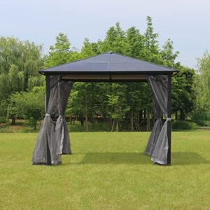 Sunshine Outdoor Gazebo Replacement Mosquito Netting Screen 4-Panels, Universal Netting Side Walls for Patio, Garden, Yard (Net Only)(10' x 10', Dark Grey)