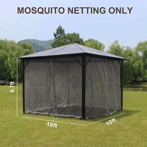 Sunshine Outdoor Gazebo Replacement Mosquito Netting Screen 4-Panels, Universal Netting Side Walls for Patio, Garden, Yard (Net Only)(10' x 10', Dark Grey)