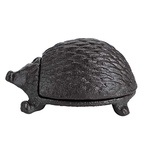 JUXYES Hedgehog Cast Iron Key Hider Outside Spare Door Key Box Outdoor Small Garden Statues Ornament, Hedgehog Indoor Decoration Jewelry Trinkets Box for Key, Ear Studs, Ring, Paper Clip