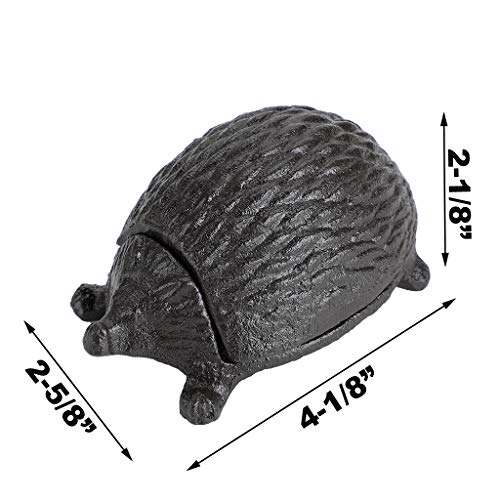 JUXYES Hedgehog Cast Iron Key Hider Outside Spare Door Key Box Outdoor Small Garden Statues Ornament, Hedgehog Indoor Decoration Jewelry Trinkets Box for Key, Ear Studs, Ring, Paper Clip