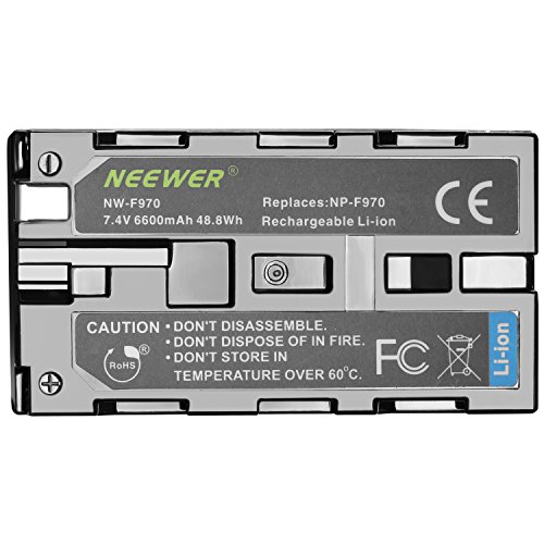 Neewer 2 Pieces 6600mAh Replacement Li-ion Battery for Sony NP-F970 NP-F960 NP-F975 NP-F570 and LCD Dual Charger, Fit for Neewer CN160 FW568 F100 F200 FW700 and Other LED Video Light or Monitor