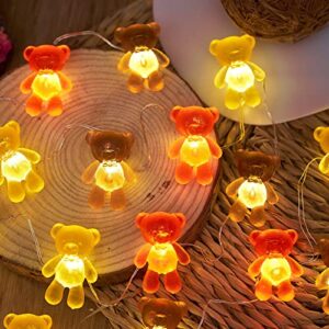 Bartlett Cute Teddy Bear Outdoor Indoor String Lights Unique Gifts Fairy Decorative Lights Battery Operated Bow Tie Bear 8.5ft 20LED with Remote for Garden Yard Camp RV Decoration