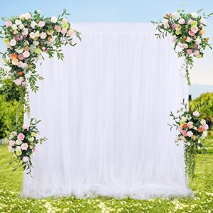 white tulle backdrop curtains wedding 2 layer sheer drape backdrop cloth polyester backdrop for baby shower parties photography props 5ftx7ft