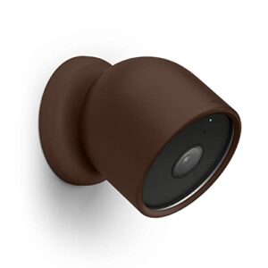 elago silicone cover compatible with google nest cam outdoor or indoor (battery) – magnetic mount cover included, all weather protection, easy installation [dark brown]
