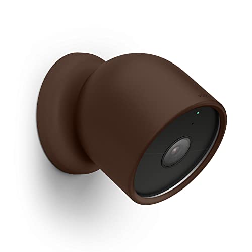 elago Silicone Cover Compatible with Google Nest Cam Outdoor or Indoor (Battery) - Magnetic Mount Cover Included, All Weather Protection, Easy Installation [Dark Brown]