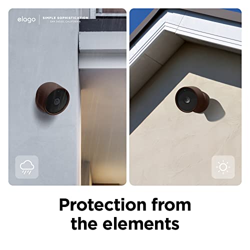 elago Silicone Cover Compatible with Google Nest Cam Outdoor or Indoor (Battery) - Magnetic Mount Cover Included, All Weather Protection, Easy Installation [Dark Brown]