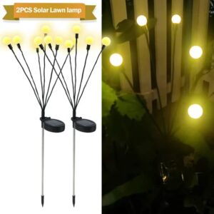 2PC 6LED Swaying Solar Powered Waterproof Lights, Garden Lights, Garden Decor, Lawn Decoration, Flower Lighting