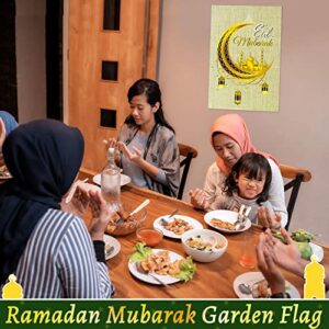 Ramadan Mubarak Garden Flag Welcome Ramadan House Flag Eid Mubarak Ramadan Decoration Outdoor Decorative Moon Lamp Flag Double Sided Seasonal Flag Lantern Pattern Moon and Star Yard Decor 12 x 18 Inch