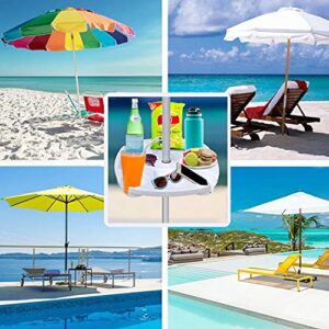 AMMSUN 17" Beach Umbrella Table Tray with 4 Cup Holders, 4 Snack Compartments for Beach, Patio, Garden, Swimming Pool 17 Inch, White