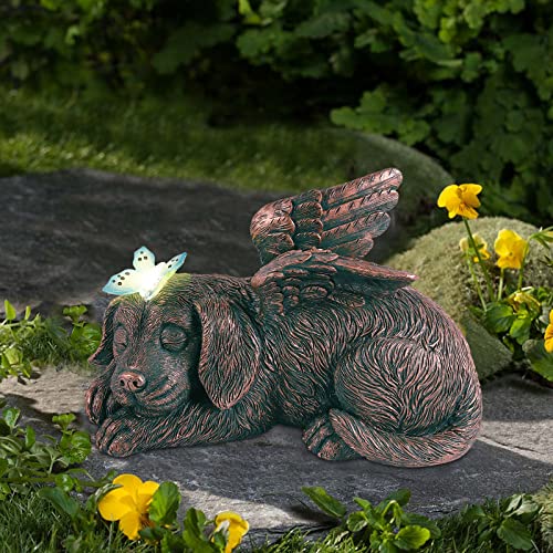 Qeeman Dog Memorial Gifts,Puppy Angel Garden Solar Light Dog Memorial Stone for pet Memorial Gifts and pet Loss Gifts, Ideal Gifts for Garden