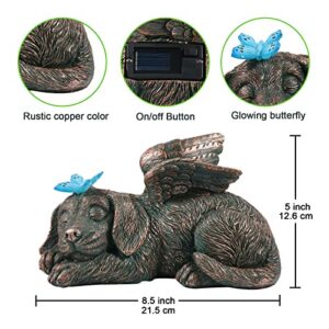 Qeeman Dog Memorial Gifts,Puppy Angel Garden Solar Light Dog Memorial Stone for pet Memorial Gifts and pet Loss Gifts, Ideal Gifts for Garden