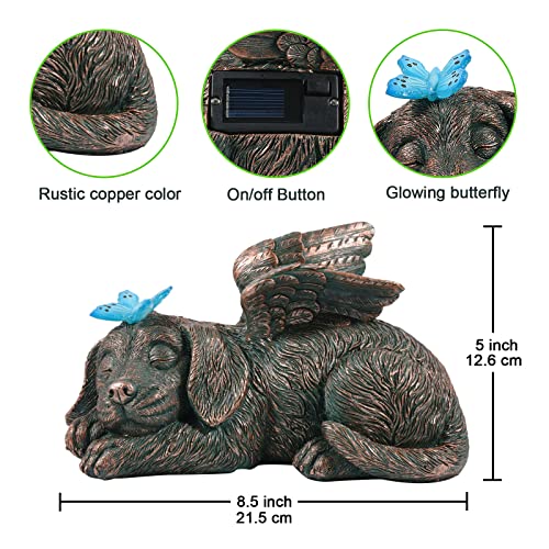 Qeeman Dog Memorial Gifts,Puppy Angel Garden Solar Light Dog Memorial Stone for pet Memorial Gifts and pet Loss Gifts, Ideal Gifts for Garden