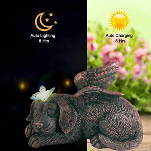 Qeeman Dog Memorial Gifts,Puppy Angel Garden Solar Light Dog Memorial Stone for pet Memorial Gifts and pet Loss Gifts, Ideal Gifts for Garden