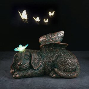 Qeeman Dog Memorial Gifts,Puppy Angel Garden Solar Light Dog Memorial Stone for pet Memorial Gifts and pet Loss Gifts, Ideal Gifts for Garden