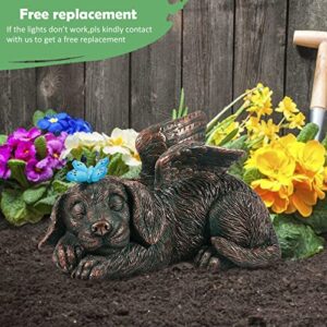 Qeeman Dog Memorial Gifts,Puppy Angel Garden Solar Light Dog Memorial Stone for pet Memorial Gifts and pet Loss Gifts, Ideal Gifts for Garden