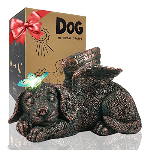 Qeeman Dog Memorial Gifts,Puppy Angel Garden Solar Light Dog Memorial Stone for pet Memorial Gifts and pet Loss Gifts, Ideal Gifts for Garden