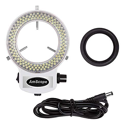 AmScope LED-144W-ZK White Adjustable 144 LED Ring Light Illuminator for Stereo Microscope & Camera