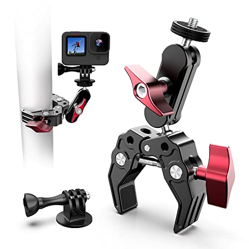 UTV ATV Camera Mount Holder Compatible with Gopro 11/10/9/8/7,Fits 0.82"-2.36" Roll Bar Cages Mount Camera Holder,Aluminum 360°Rotation UTV Camera Mount for SJ,DJI,DSLR,Session,Insta360 etc