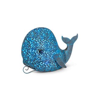 garden meadow 12.2 in h blue solar lighted metal whale