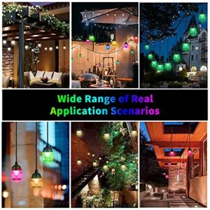 Outdoor String Lights LED Waterproof RGB Dimmable Colored Music Sync Magic Hanging Strand Lights Outside Exterior Patio Backyard Cafe Porch Party Garden Ambient Atmosphere Holiday White/Warm White
