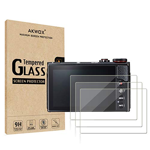 (Pack of 3) Compatible Canon Eos M50 M6D M100 LCD Screen Protector, AKWOX 9H Hardness 0.33mm Camera Tempered Glass Film for Canon EOS M100, EOS M6, M50, PowerShot G9 X Mark II, G7 X Mark II, G5 X, G9