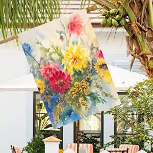 Pickako Seasonal Watercolor Summer Spring Floral Flowers Colorful Dahlias House Flag 28 x 40 Inch, Double Sided Large Garden Yard Welcome Flags Banners for Home Lawn Patio Outdoor Decor