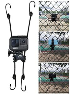 phone and action camera chain link fence mount with clip holder compatible with iphone samsung gopro dji osmo akaso,suitable for recording baseball softball and tennis games