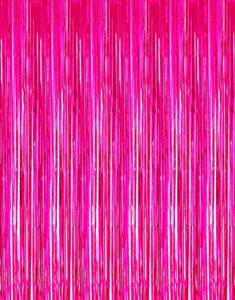 2 pcs 3.2ft x 8.2ft shiny hot pink metallic tinsel foil fringe curtains photo booth backdrop for birthday wedding holiday celebration bachelorette party decorations (hot pink)