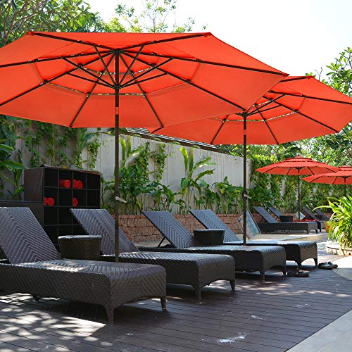 Yescom 11ft 3 Tier UV70+ Push Tilt Patio Umbrella Crank Handle Outdoor Yard House Pool Garden Deck Table Orange