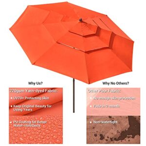 Yescom 11ft 3 Tier UV70+ Push Tilt Patio Umbrella Crank Handle Outdoor Yard House Pool Garden Deck Table Orange