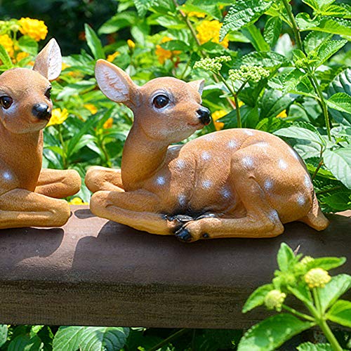 Deer Statue, 2Pcs Deer Figurine, Synthetic Resin Garden Sculpture Garden Statue Waterproof and Sunscreen Community Patio for Garden