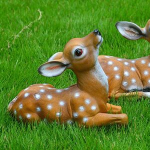 Deer Statue, 2Pcs Deer Figurine, Synthetic Resin Garden Sculpture Garden Statue Waterproof and Sunscreen Community Patio for Garden