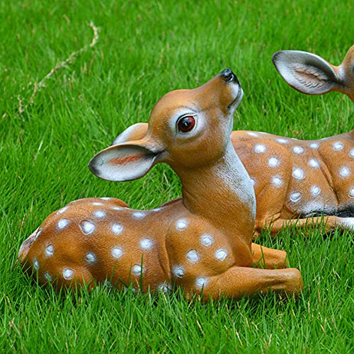 Deer Statue, 2Pcs Deer Figurine, Synthetic Resin Garden Sculpture Garden Statue Waterproof and Sunscreen Community Patio for Garden