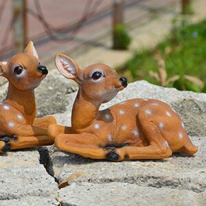 Deer Statue, 2Pcs Deer Figurine, Synthetic Resin Garden Sculpture Garden Statue Waterproof and Sunscreen Community Patio for Garden