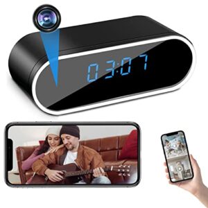 gellisleft hidden camera clock hd 1080p wireless wifi hidden nanny camera with night vision and motion detection, loop recording,app remote access mini spy camera for home office security