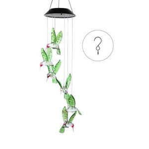 outill hummingbird wind chimes for outside, birthday gifts for mom grandma wife daughter sister aunt, led solar color changing windchimes, for mom mother, garden decor