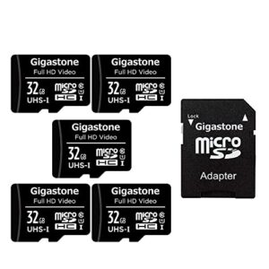 Gigastone 32GB 5-Pack Micro SD Card, Full HD Video, Surveillance Security Cam Action Camera Drone, 90MB/s Micro SDHC UHS-I U1 C10 Class 10