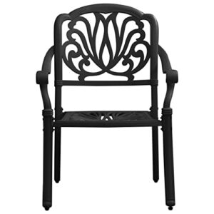 KTHLBRH 5 Piece Bistro Set Cast Aluminum Black, Outdoor Patio Table and Chairs, Patio Furniture Set for Outdoor, Deck, Yard, Porch