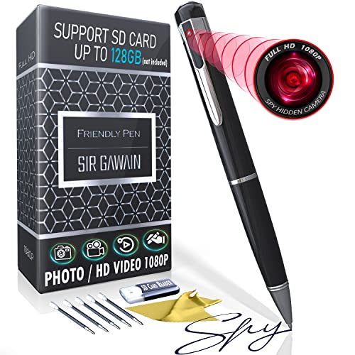 SIRGAWAIN [Upgraded 2023] Mini Spy Camera Hidden Camera Pen 1080p - Small Nanny Cam Spy Pen Camera Full HD Video or Picture Taking - Secret Camera with Wide Angle Lens, Rechargeable