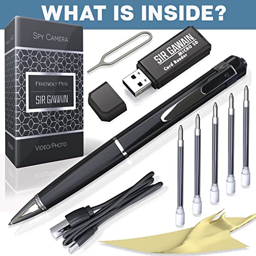 SIRGAWAIN [Upgraded 2023] Mini Spy Camera Hidden Camera Pen 1080p - Small Nanny Cam Spy Pen Camera Full HD Video or Picture Taking - Secret Camera with Wide Angle Lens, Rechargeable