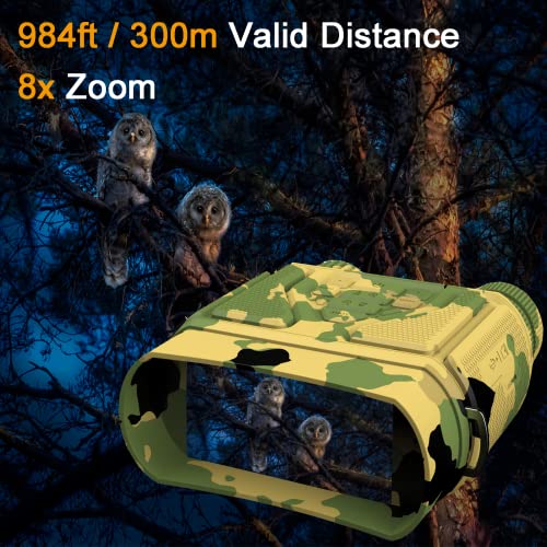 Jadfezy Night Vision Goggles Night Vision Binoculars for Total Darkness,Digital Infrared Night Vision with 3'' Large Viewing Screen and 64GB SD Card for Observing and Recording (Camouflage)